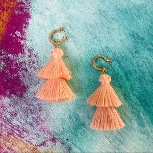 Anthro Peach Tassel Statement Earrings